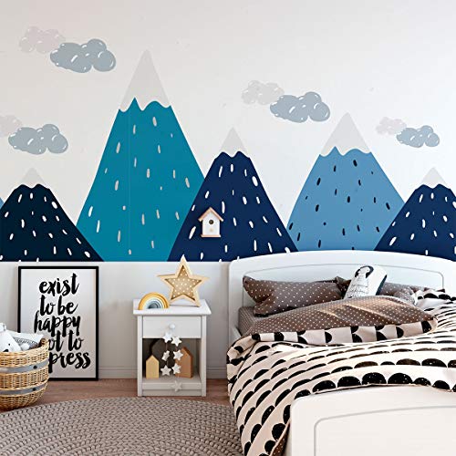 Ambiance Sticker Scandinavian Nordic Trekka Mountains Wandtattoos, DIY-Wohnkultur, abziehbare Aufkleber zum Abziehen und Aufkleben, wasserdichte und selbstklebende Wandkunst - 50 x 140 cm von Ambiance Sticker