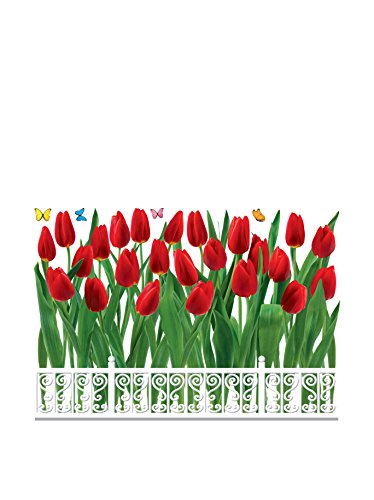 Ambiance Sticker Wandaufkleber-Dekorationsklebstoffe Blumen und Fahrrad Wandtattoo für Baby, Kinderzimmer und Wohnzimmer - H70 x L50 cm von Ambiance Sticker