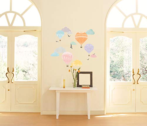 Ambiance Sticker Wandaufkleber-Dekorationsklebstoffe Heißluftballon und Wolken Wandtattoo für Baby, Kinderzimmer und Wohnzimmer - H70 x L50 cm von Ambiance Sticker