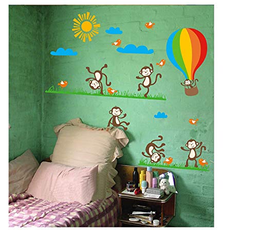 Ambiance-sticker Wandtattoo Monkeys, Birds and Hot-air Balloon von Ambiance Sticker