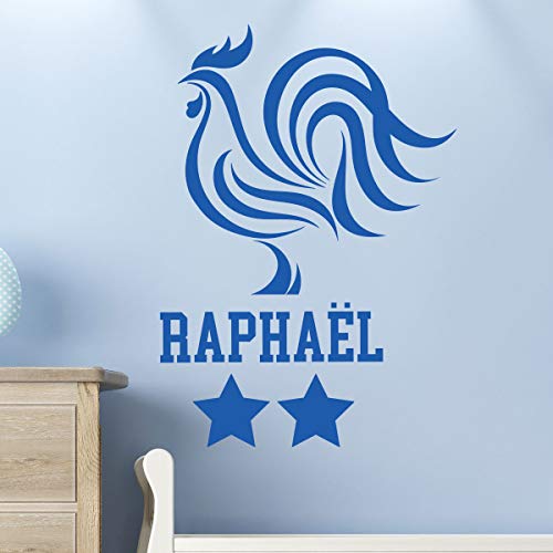 Personalisierbare Vornamen-Aufkleber, französisches Champion, Wanddekoration, Kinderzimmer, 2 Bögen à 30 x 30 cm und 60 x 25 cm, Marineblau von Ambiance Sticker