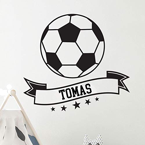 Personalisierte Namensaufkleber | Sticker Fußball | Wanddekoration Kinderzimmer | 2 Bögen à 50x55cm und 60x25cm | schwarz von Ambiance Sticker