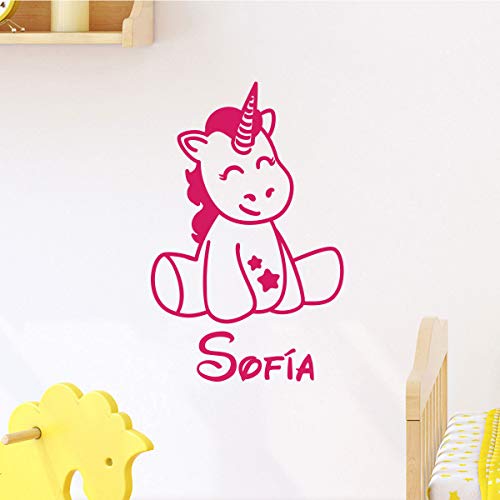 Personalisierter Vornamens-Sticker, selbstklebend, personalisierbar, für Kinderzimmer, 2 Bögen mit 25 x 20 cm und 40 x 25 cm, Fuchsia von Ambiance Sticker