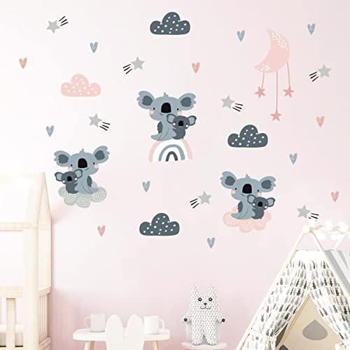 Wandsticker Kinder - Deko Babyzimmer - Wandsticker Kinder - Wandsticker skandinavisch - Wandsticker Koalas in den Sternen - H120 x L180 cm von Ambiance Sticker