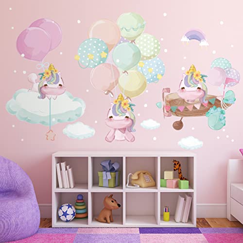 Wandsticker Kinder - Deko Babyzimmer - Wandtattoo Kinderzimmer - Wandtattoo Einhorn in Wolken - H90 x L60 cm von Ambiance Sticker