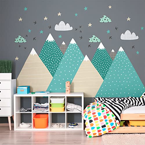 Wandsticker Kinder Dekoration Babyzimmer Wandtattoo Kinder Wandaufkleber Skandinavisch Wandsticker Riesen Berge Skandinavien Sofika H60 x 90 cm von Ambiance Sticker