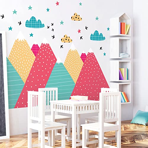 Wandsticker Kinder Dekoration Babyzimmer Wandtattoo Kinder Wandaufkleber Skandinavische Wandaufkleber Riesen Berge Skandinavien Alenika H60 x B90 cm von Ambiance Sticker