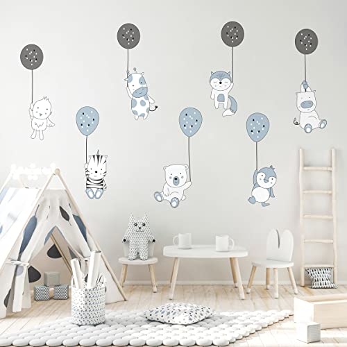 Wandsticker Kinder Dekoration Babyzimmer Wandtattoo Kinderzimmer Wandaufkleber Wandsticker Kinderzimmer Lustige Tiere und Zauberballons H90 x 60 cm von Ambiance Sticker