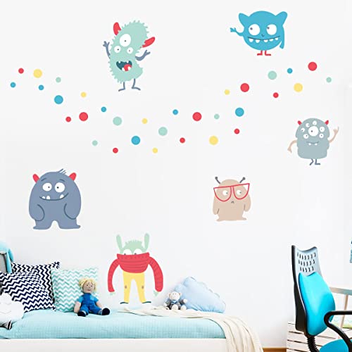 Wandsticker für Kinder, riesig, Dekoration für Babyzimmer, Kinderzimmer, selbstklebend, Jungen, Mädchen, XXL – Wandaufkleber Monster Scherzmonster – H60 x L90 cm von Ambiance Sticker