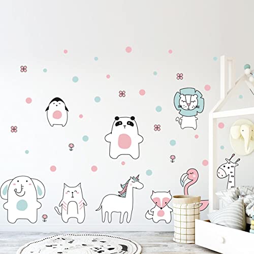 Wandtattoo Kinder Dekoration Babyzimmer Wandtattoo Kinderzimmer Wandaufkleber Tiere Freunde der Blumen Wandaufkleber Wandsticker H60 x 90 cm von Ambiance Sticker