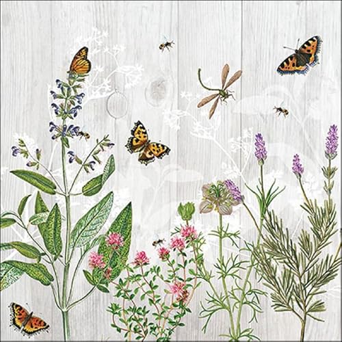 20 Ambiente Papierservietten - Kräutergarten - Tischdekoration mit Motiv auch für Party oder Decoupage 33x33cm von Ambiente