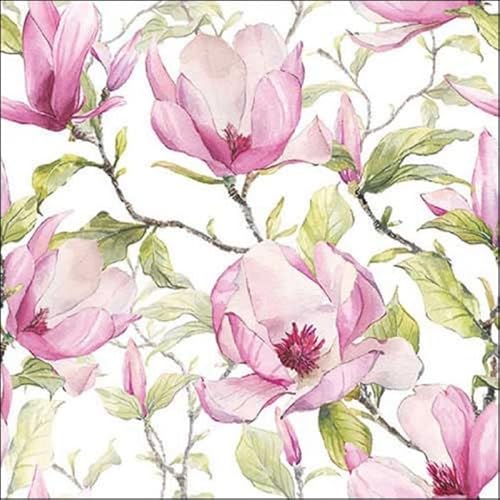 Ambiente 20 Servietten Blühende Magnolie, Format ausgelegt: 33 x 33 cm von Ambiente