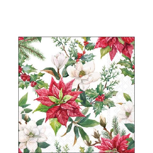 Ambiente Servietten Cocktail Kaffee Papierservietten 25 x 25 cm / 20 Stck. Weihnachtsblumen Christstern Poinsettie für Tischdekoration Basteln und Decoupage von Ambiente