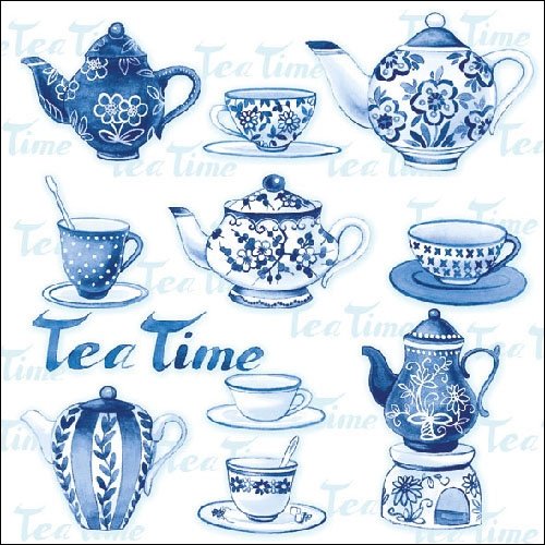 Ambiente Servietten Lunch/Party/ca. 33x33cm Tea Moments Blue - ideal als Geschenk Und Tisch Deko von Ambiente