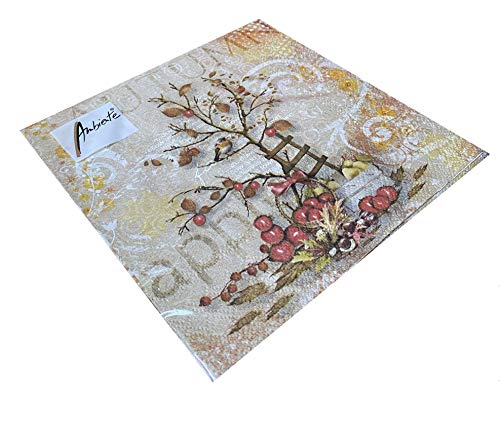 Papier Servietten Apfel Harvest Lunch Fest Party ca 33x33cm Herbst Winter Weihnachten von Ambiente