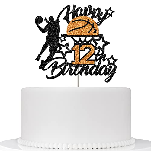 Ambishi Basketball Happy 12th Birthday Cake Topper, Basketball/Sport Thema Geburtstag Party Dekorationen für Jungen - 12 Jahre Geburtstag Party Supplies von Ambishi