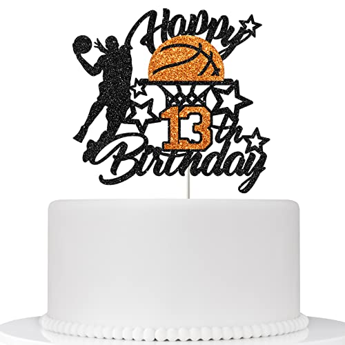 Ambishi Basketball Happy 13th Birthday Cake Topper, Basketball/Sport Thema Geburtstag Party Dekorationen für Jungen - 13 Jahre Geburtstag Party Supplies von Ambishi