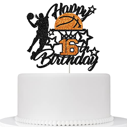 Ambishi Basketball Happy 16th Birthday Cake Topper, Basketball/Sport Thema Geburtstag Party Dekorationen für Jungen - 16 Jahre Geburtstag Party Supplies von Ambishi