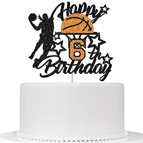 Ambishi Basketball Happy 6th Birthday Cake Topper, Basketball/Sport Thema Geburtstag Party Dekorationen für Jungen - 6 Jahre Geburtstag Party Supplies von Ambishi