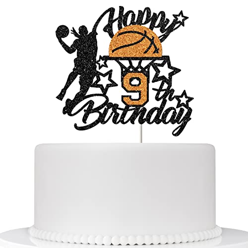 Ambishi Basketball Happy 9th Birthday Cake Topper, Basketball/Sport Thema Geburtstag Party Dekorationen für Jungen - 9 Jahre Geburtstag Party Supplies von Ambishi