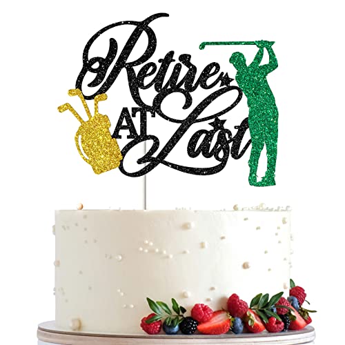 Ambishi Retired at Last Cake Topper, Golf Thema Ruhestand Party Dekoration Cake Picks, Offiziell Ruhestand Schild Kuchen Dekor für Golf Liebhaber, Männer Frauen Ruhestand Party Supplies von Ambishi