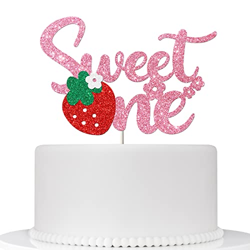 Ambishi Strawberry Sweet One Cake Topper, Strawberry Cake Topper for Boys Girls 1st Birthday Party, Happy 1st Birthday Cake Decor Fruit Thema One Year Old Birthday Party Supplies von Ambishi