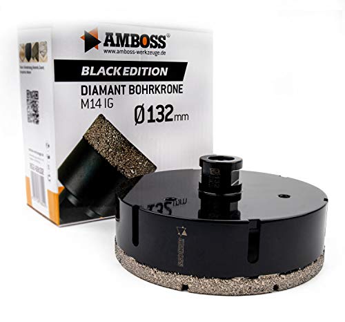 Amboss - Diamant Bohrkrone 132 mm (M14) für Winkelschleifer | Geeignet für Feinsteinzeug, harte Fliesen, Granit etc. von Amboss Werkzeuge