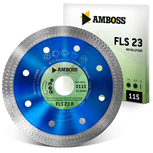 Amboss Diamant Trennscheibe Ø115 x 1.2 mm x 22.2 mm (Für Keramik, Fliesen, etc.) - Segmenthöhe: 10 mm (gesintert) von Amboss Werkzeuge