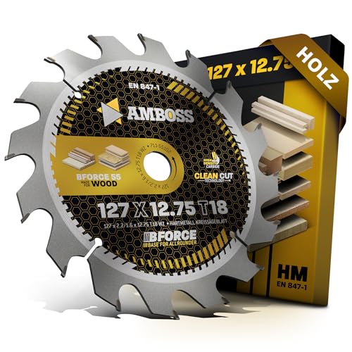 HM Kreissägeblatt 127x12.75 Z18 Wechselzahn für Holz - Zuschnitt. AMBOSS WERKZEUGE® Sägeblatt 127mm komp. zu Black & Decker D 984. D 985. D 2702. D 2712 SKIL 22501 B uvm. von Amboss Werkzeuge