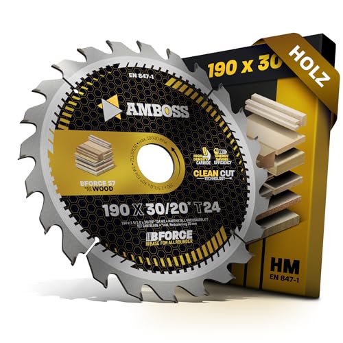 HM Kreissägeblatt 190x30 20 Z24 Wechselzahn für Akku Holz - Zuschnitt. AMBOSS WERKZEUGE® Sägeblatt 190mm +Reduzierring 20 30mm. 190x30 190x20 komp. zu Dewalt DCS57. DCS573. DCS578. DWE576. DCS579 von Amboss Werkzeuge