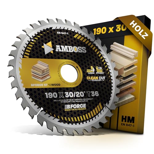 HM Kreissägeblatt 190x30 20 Z36 Wechselzahn für Akku Holz - Allround. AMBOSS WERKZEUGE® Sägeblatt 190mm +Reduzierring 20 30mm. 190x30 190x20 komp. zu Makita DHS783.HS7601. HS7611. HS7101. 5017RKB von Amboss Werkzeuge