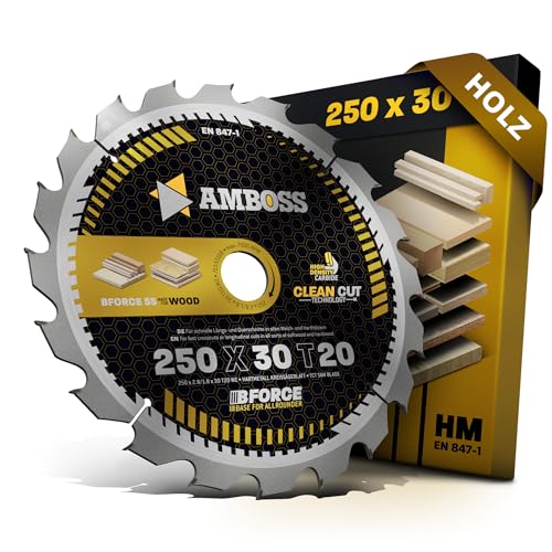 HM Kreissägeblatt 250x30 Z20 Wechselzahn für Holz - Zuschnitt. AMBOSS WERKZEUGE® Sägeblatt 250mm komp. zu Dewalt DWE 7492 Record Power TS250. Holzmann. Atika. Bernardo. Scheppach. Mafell uvm. von Amboss Werkzeuge