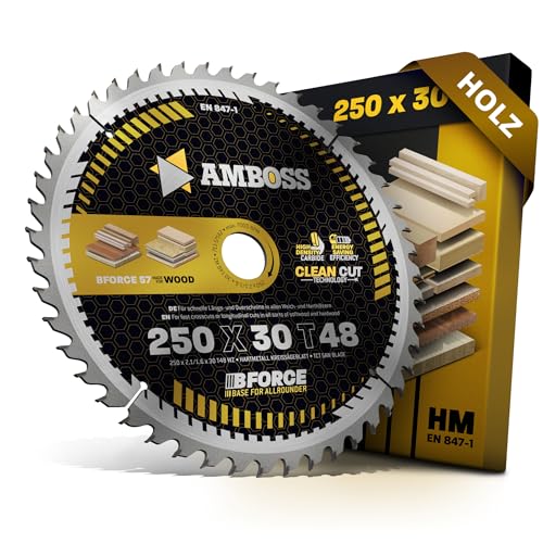 HM Kreissägeblatt 250x30 Z48 Wechselzahn für Akku Holz - Allround. AMBOSS WERKZEUGE® Sägeblatt 250mm komp. zu Dewalt DWE 7492 Mafell Erika 85 EC Einhell TE-CC 250. TC-TS 2025. Holzmann. Bernardo von Amboss Werkzeuge