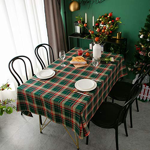 Amcerd Weihnachten Tischdecke 70x200cm,Grün Plaid Weihnachten Rechteckige Tischdecken Waschbar Xmas Party Tischdecke, Tischwäsche Eckig Rechteckig Größe Wählbar, für Home Küche Esszimmer Dekoration von Amcerd