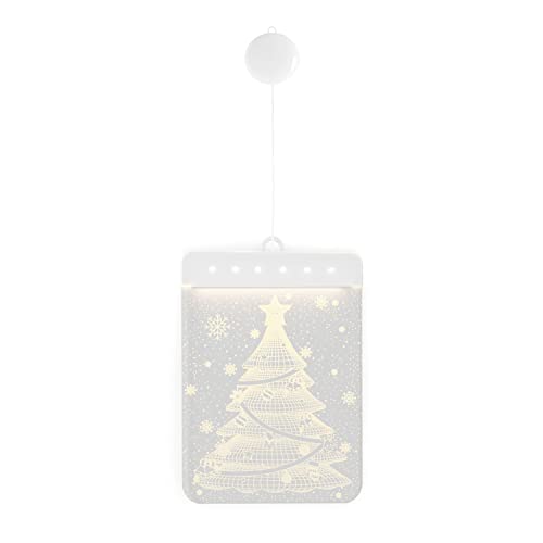 AmeliaHome LED Fensterdekoration Acrylanhänger Weihnachtsbeleuchtung batteriebetrieben Weihnachtsdeko rechteckig Christmas Tree von AmeliaHome