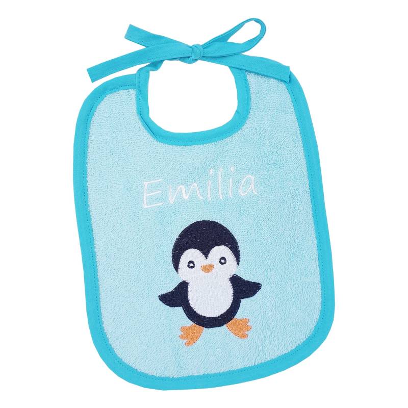 Lätzchen Mit Name, Pinguin, Türkise, Personalisiert, Geschenk Baby, Zur Geburt, Taufe, Babygeschenk von AmeliesweltGeschenke