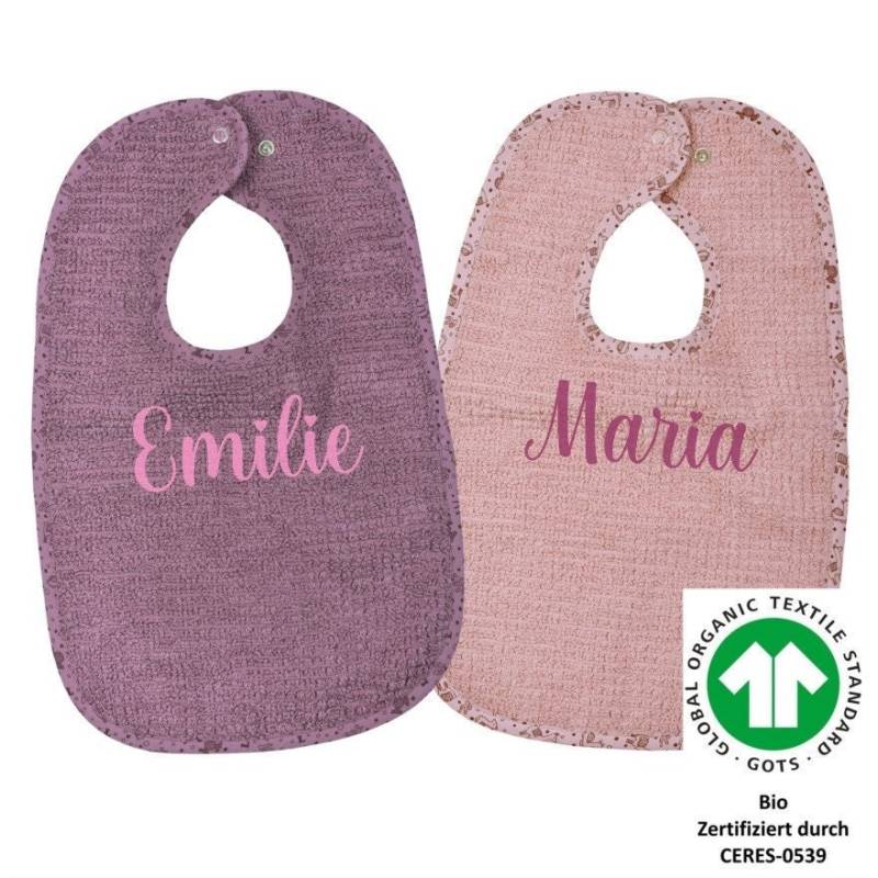 Lätzchen Mit Name Personalisiert, Bio-Baumwolle, Geschenk Baby, Zur Geburt, Taufe, Babygeschenk, Druckknopflatz von AmeliesweltGeschenke