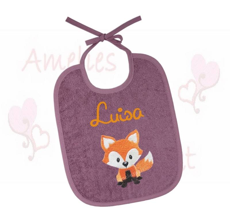 Lätzchen Mit Name Personalisiert Beere Geschenk Baby Zur Geburt Taufe Fuchs Mädchen von AmeliesweltGeschenke