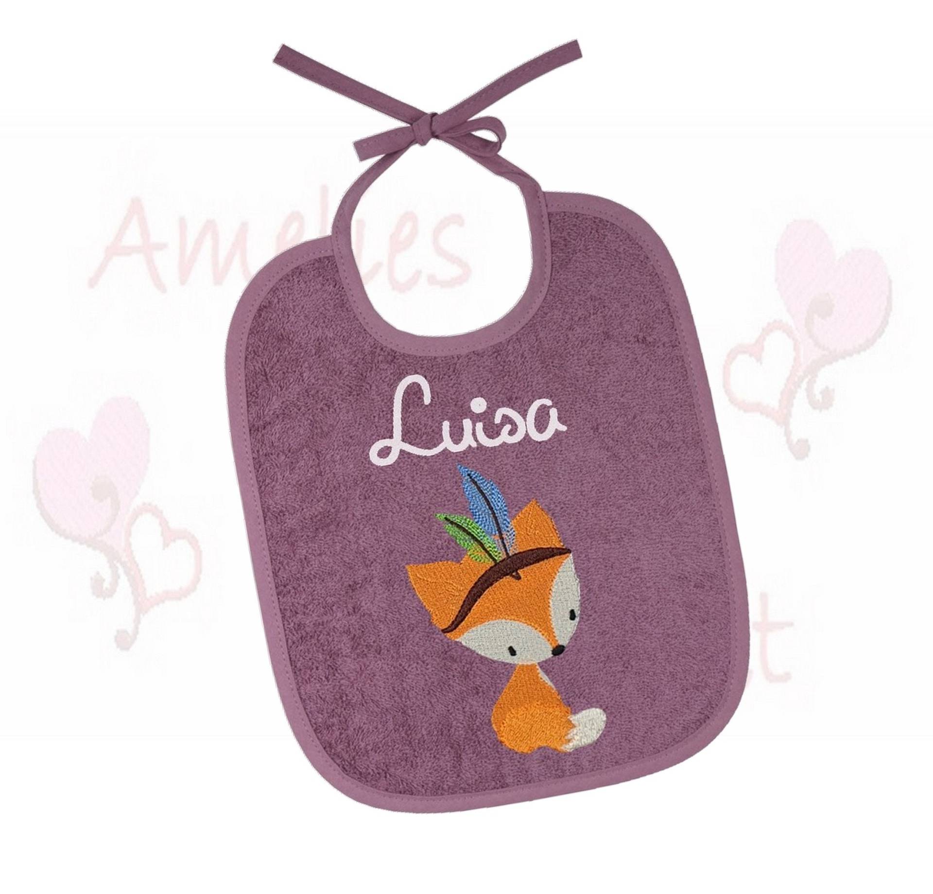 Lätzchen Mit Name Personalisiert Mauve Geschenk Baby Geburt Taufe Babygeschenk Boho Fuchs von AmeliesweltGeschenke