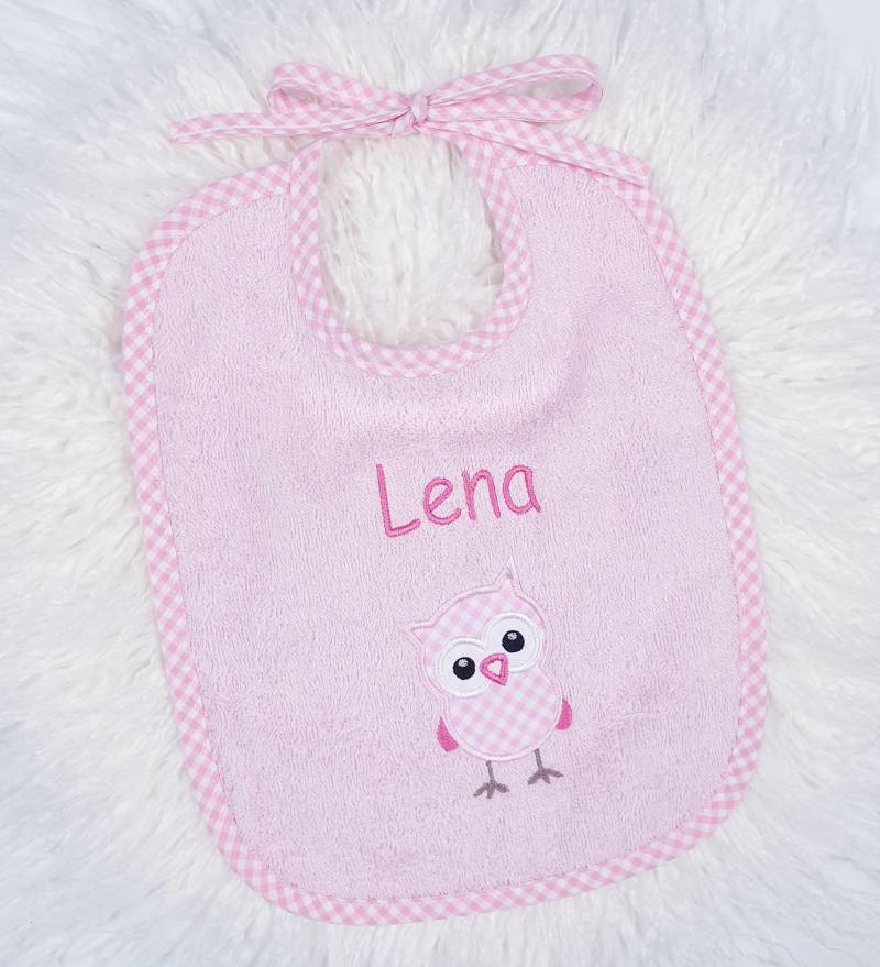 Lätzchen Mit Namen, Kleine Eule, Personalisiert, Babylätzchen, Geschenk, Geburt, Taufe, Mädchen, Baby von AmeliesweltGeschenke