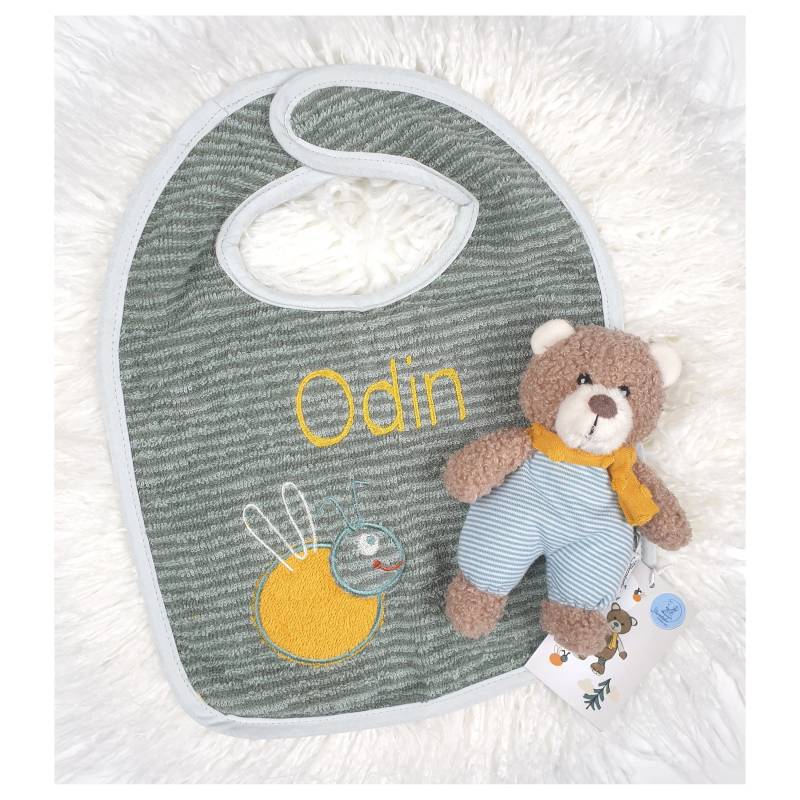 Lätzchen Mit Namen Und Teddy Ben, Bestickt, Kuscheltier, Geschenk Baby, Geschenke Set, Sterntaler, Babygeschenk von AmeliesweltGeschenke