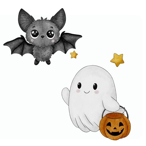 Bügelbilder Set für Textilien Kinder Erwachsene Halloween Geist Fledermaus Kürbis Aufbügelbild zum aufbügeln Deko Stoffreparatur von T-Shirts, Jeans, Hoodies | Patches groß klein für Kinder Babys von Ameloua