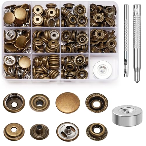 Amentalove 260 Stück Druckknöpfe Set,Druckknöpfe Ohne Nähen,Druckknöpfe Metall,15mm Edelstahl Druckknopf mit 3 Einstellungswerkzeuge,Button Edelstahl Presse für Kleidung Jacken Taschen Leder DIY Craft von Amentalove