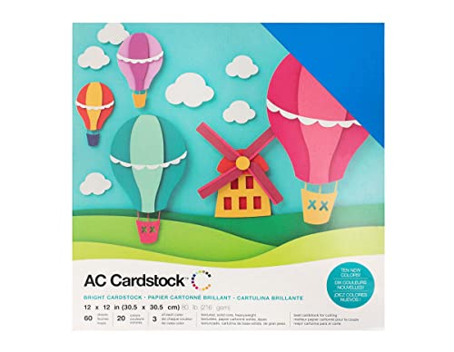 American Crafts 376990 Variety Cardstock, Multi-Colour, 12 x 12-Inch, Pack of 60 von American Crafts