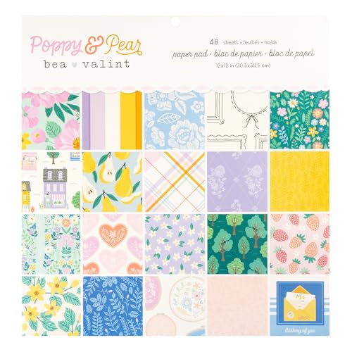 American Crafts Double-Sided Paper Pad 12"X12" 48/Pkg-Poppy And Pear von American Crafts