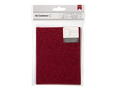 American Crafts Glitzerkarten und A7-Umschläge für Scrapbooking, 10,8 x 14 cm, Scarlet von American Crafts