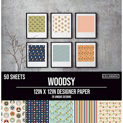 Colorbok 68lb Designer Single-Sided Paper 12"X12" 50/Pkg-Woodsy, 25 Designs/2 Each von American Crafts