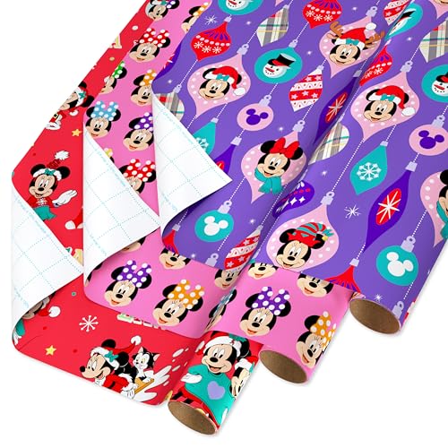 American Greetings Disney Weihnachts-Geschenkpapier für Kinder, Minnie Mouse (3 Rollen, 105 m²) von American Greetings