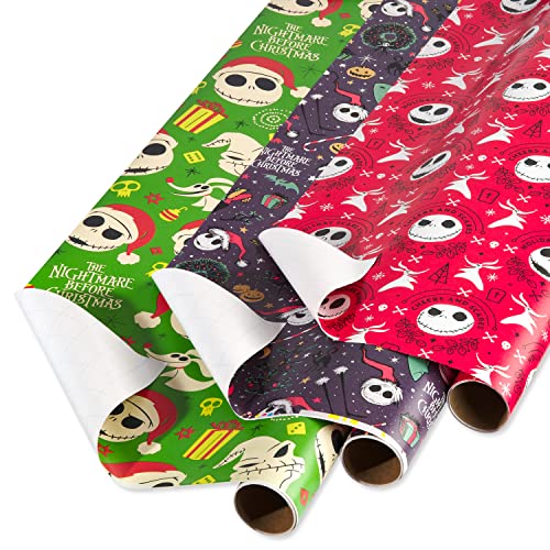 American Greetings Nightmare Before Christmas Geschenkpapier-Set mit Schnittlinien, Jack Skellington und Zero (3 Rollen, 105 m²) von American Greetings