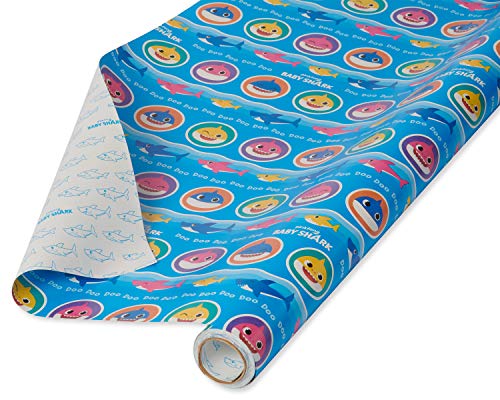 American Greetings Wendbares Geschenkpapier, Baby Shark (1 Rolle, 75 m²) von American Greetings